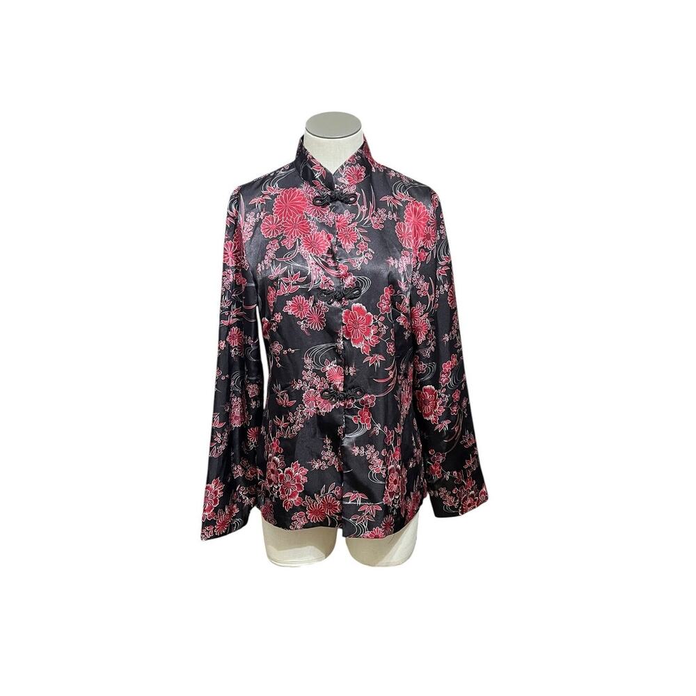 Vintage Y2K Oriental Coquette Whimsigoth AGB Floral Button Up Shirt Sz M